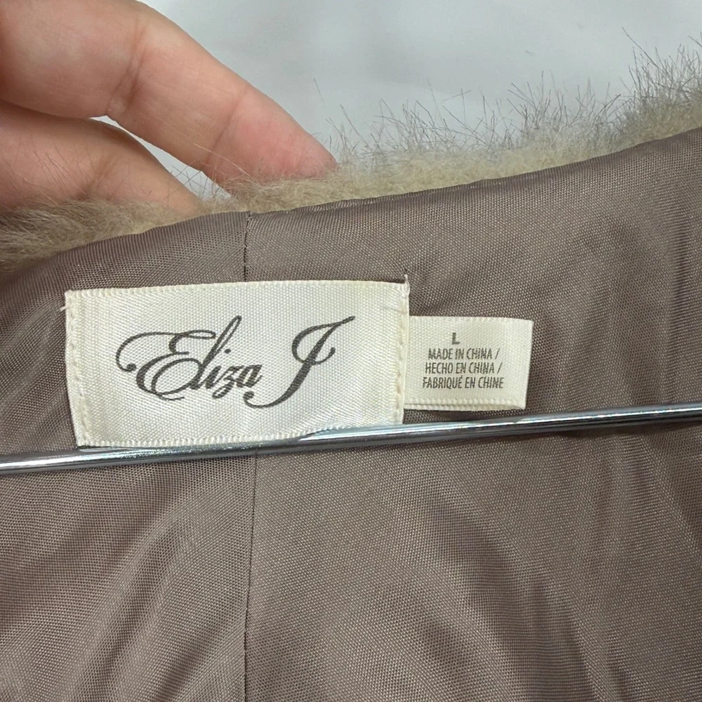 Eliza J Womens Brown Tan Faux Fur Capelet Shrug Shawl Wrap Size Large L
